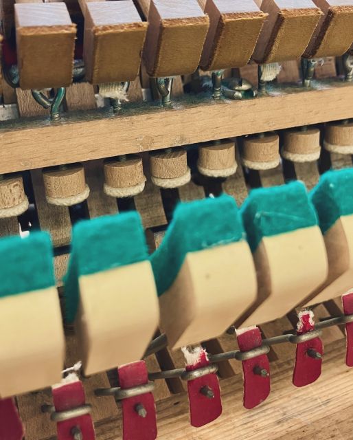 Des p’tites 🐭 qui avaient sûrement très faim… 

Les lanières et le feutre de sourdine ont été remplacés, ce n’est plus qu’un mauvais souvenir 😊
En avant la musique 🎶 

.

#piano #pianorepair #réparationpiano #technicienpiano #pianotechnician #aleasdumetier #miammiam #sourispassimimi #artisan #pianokawai #cotedor #bourgognefranchecomte